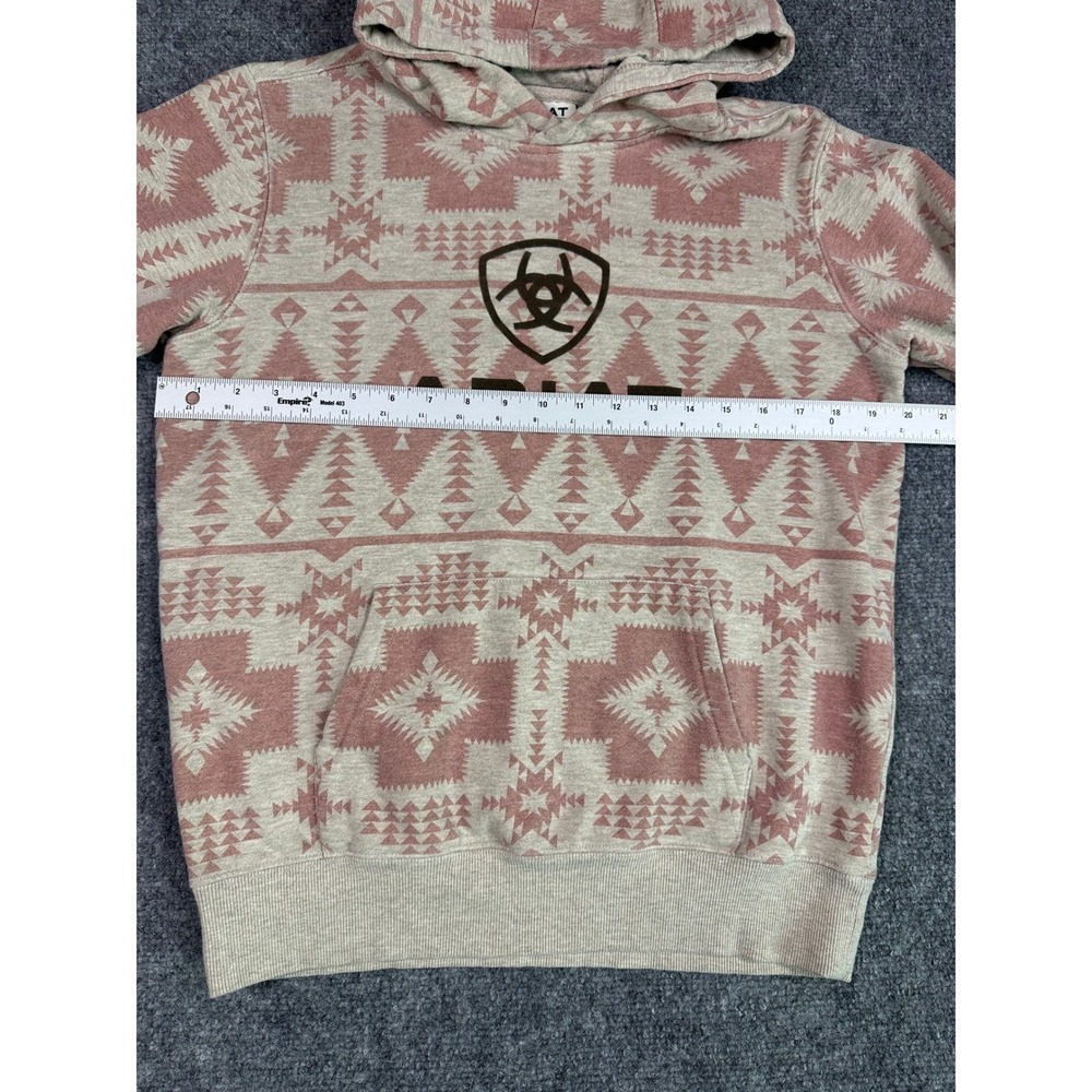 Ariat Hoodie Womans Small Southwestern Aztec Print Sweatshirt Pink Tan Pullover - Picture 5 of 10
